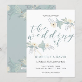 Invitación Boda Floral Azul Dusty