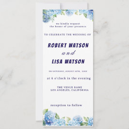 Invitación Boda floral azul elegante