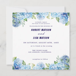 Invitación Boda floral azul elegante