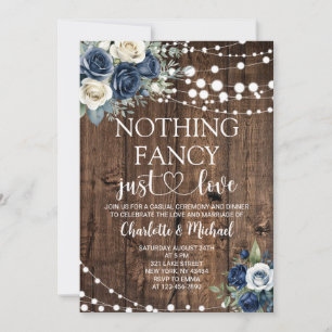 Invitación Boda Floral Azul Marino Nothing Fancy Just Love