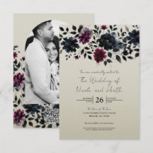 Boda Floral Azul Medianoche Borgoña Tinta Almendra