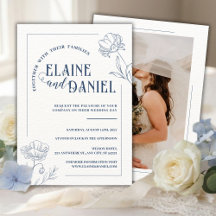 Boda floral azul minimalista clásica