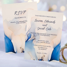 Boda floral azul moderna con RSVP