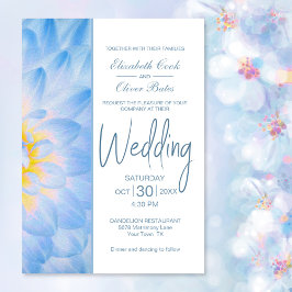 Invitación Boda floral azul moderno