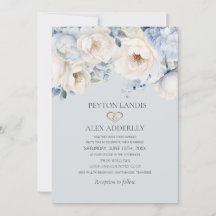 Boda Floral Azul Polvo Crema Blanca Dorado