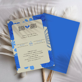 Invitación Boda floral azul romántico