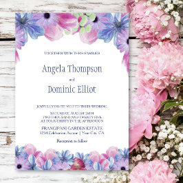 Invitación Boda floral azul rosa