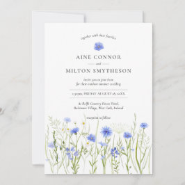 Invitación Boda floral azul, temática floral de verano |