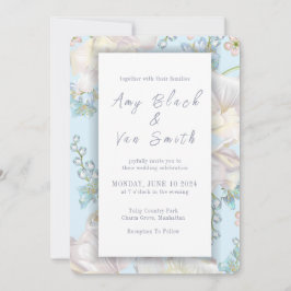 Invitación Boda Floral Azul Tulip