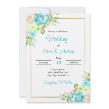 Boda floral azul turquesa elegante