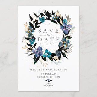 Invitación Boda floral azul verde azulado Bouquet