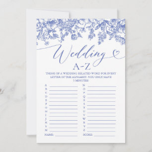 Invitación Boda floral azul vintage A-Z juego de ducha de nov