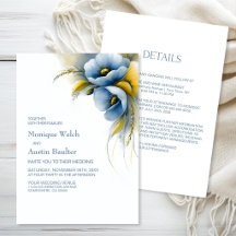 Boda floral azul y amarilla todo en uno