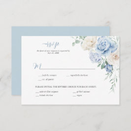 Invitación Boda floral azul y blanca RSVP