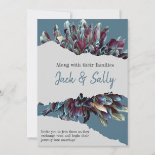 Invitación Boda floral azul y blanco