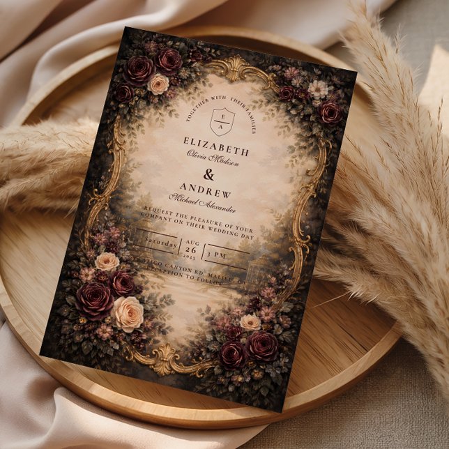 Invitación Boda floral barroca oscura (Subido por el creador)