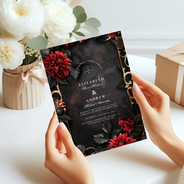 Invitación Boda floral barroco oscuro (Subido por el creador)