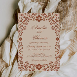 Invitación Boda floral beige fiesta mexicana