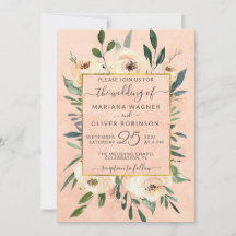 Boda Floral Beige Rubor Dorado sobre Rosa