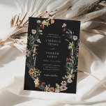 Invitación Boda floral Black Boho<br><div class="desc">Esta elegante y elegante invitación a la boda incluye hermosas flores acuáticas pintadas a mano y decoradas como una hermosa corona perfecta para bodas de primavera,  verano o otoño. Encontrar elementos coincidentes en la colección Boda de Flor silvestre Moody Black Boho.</div>