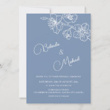 Boda floral blanca azul polvorienta profunda