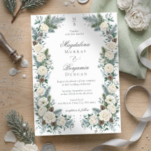 Boda floral blanca de vegetación invernal elegante