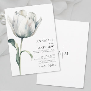 Invitación Boda floral blanca moderna elegante de primavera