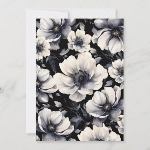 Invitación Boda floral blanca negra moderna elegante