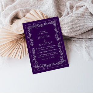 Invitación Boda Floral blanca y de ciruela