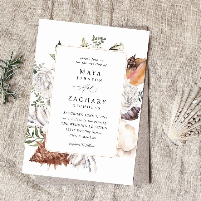 Invitación Boda Floral Blanca y Marinas (Subido por el creador)
