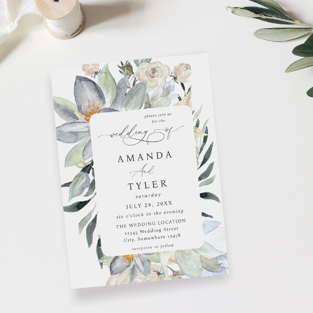 Invitación Boda Floral blanca y verde de menta (Subido por el creador)