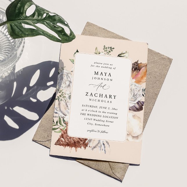 Invitación Boda floral blanco - Beige (Subido por el creador)