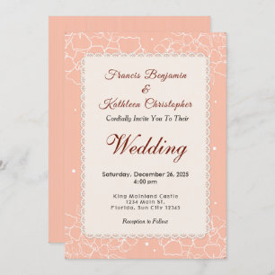 Invitación Boda floral blanco coral moderno