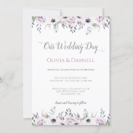 Invitación Boda floral blanco de lavanda violeta suave morada