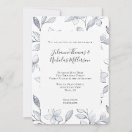 Invitación Boda floral blanco plateado de moda