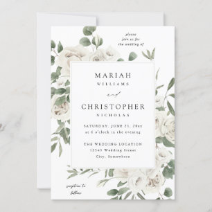 Invitación Boda floral blanco suave 4