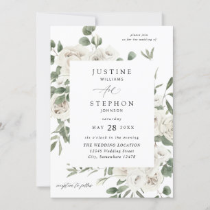 Invitación Boda floral blanco suave 5