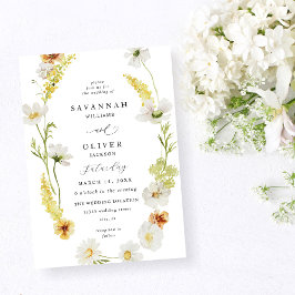 Invitación Boda floral blanco y amarillo