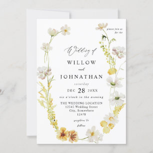 Invitación Boda floral blanco y amarillo 2