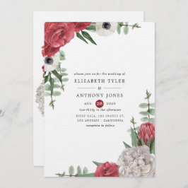 Invitación Boda floral blanco y borgoña