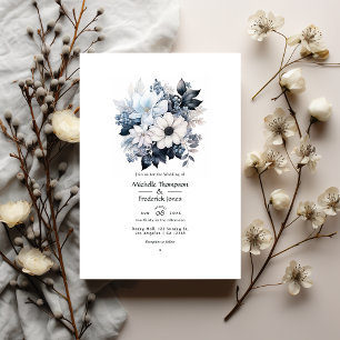 Invitación Boda floral blanco y negro