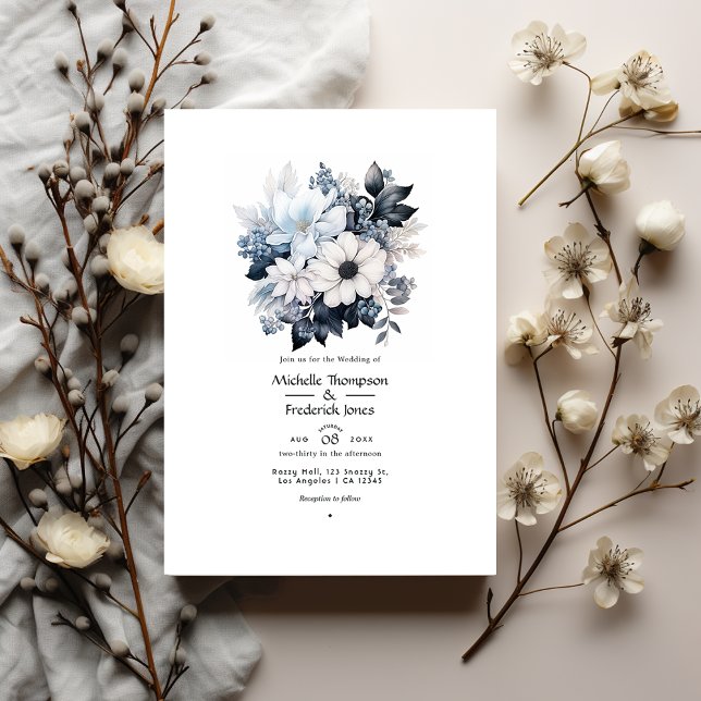 Invitación Boda floral blanco y negro (Subido por el creador)