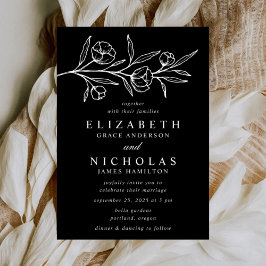 Invitación Boda floral blanco y negro
