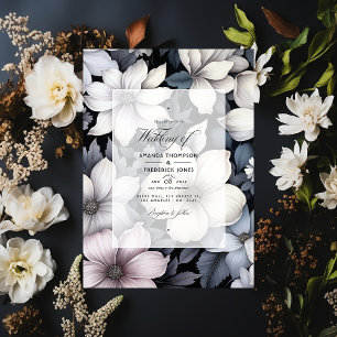 Invitación Boda floral blanco y negro