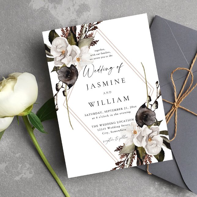 Invitación Boda floral blanco y negro (Subido por el creador)