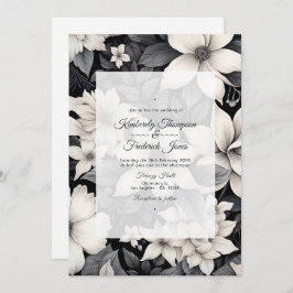 Invitación Boda floral blanco y negro