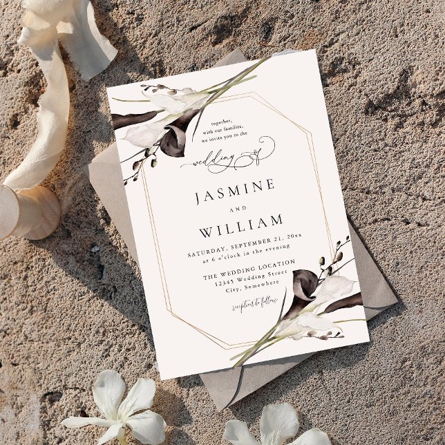 Invitación Boda floral blanco y negro 2 (Subido por el creador)