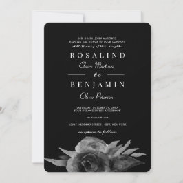 Invitación Boda floral blanco y negro de lujo único