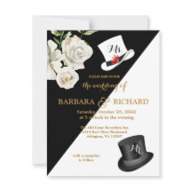 Boda floral blanco y negro de presupuesto