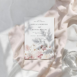 Invitación Boda floral blanco y Rubor elegante y divino
